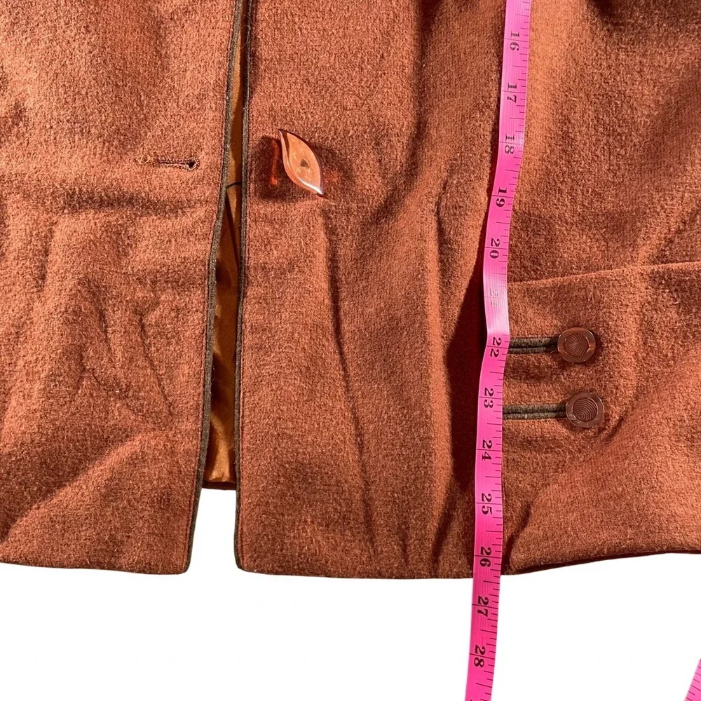 VTG Huazun Embroidered Wool‎ Blend Jacket Rust Brown Artsy Boho Whimsigoth